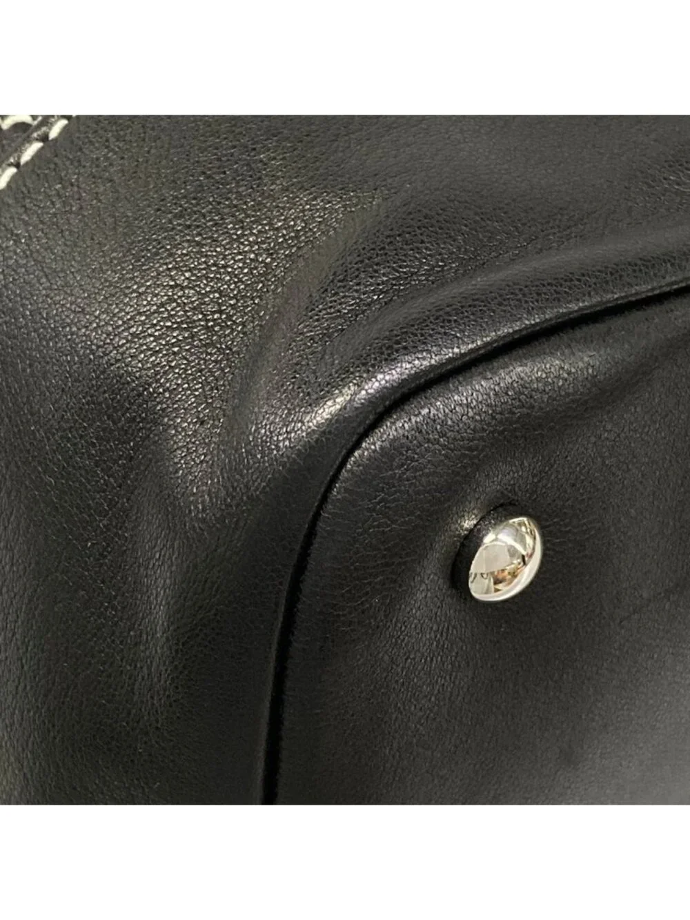 Chanel Tote Bag Wild Stitch Black White Silver Lambskin